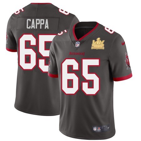 Tampa Bay Buccaneers #65 Alex Cappa Men's Super Bowl LV Champions Patch Nike Pewter Alternate Vapor Limited Jersey