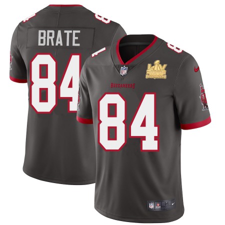 Tampa Bay Buccaneers #84 Cameron Brate Men's Super Bowl LV Champions Patch Nike Pewter Alternate Vapor Limited Jersey