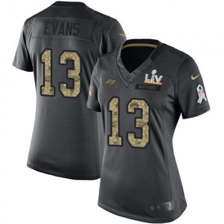 Nike Buccaneers #13 Mike Evans Black Women's Super Bowl LV Bound Stitched NFL Limited 2016 Salute to Service Jersey