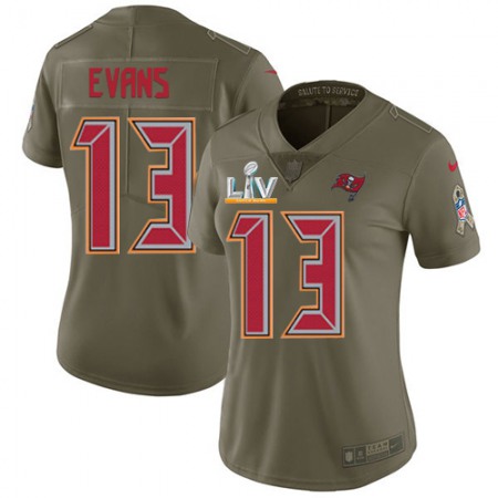 Nike Buccaneers #13 Mike Evans Olive Women's Super Bowl LV Bound Stitched NFL Limited 2017 Salute To Service Jersey