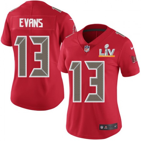 Nike Buccaneers #13 Mike Evans Red Women's Super Bowl LV Bound Stitched NFL Limited Rush Jersey