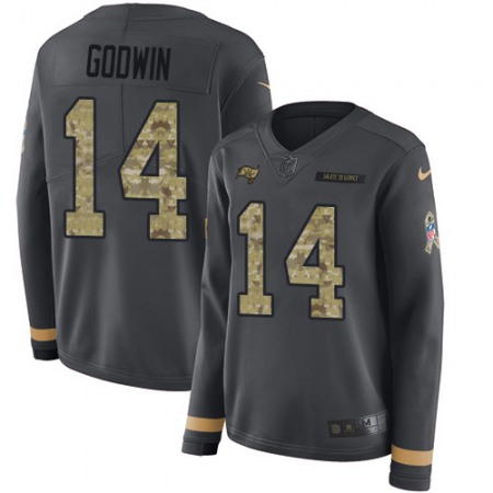 Nike Buccaneers #14 Chris Godwin Anthracite Salute to Service Women's Stitched NFL Limited Therma Long Sleeve Jersey