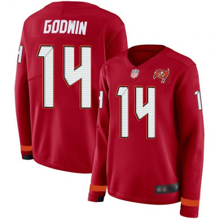 Nike Buccaneers #14 Chris Godwin Red Team Color Women's Stitched NFL Limited Therma Long Sleeve Jersey