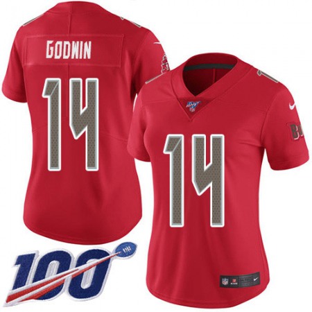 Nike Buccaneers #14 Chris Godwin Red Women's Stitched NFL Limited Rush 100th Season Jersey