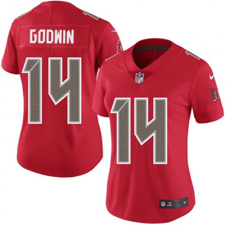 Nike Buccaneers #14 Chris Godwin Red Women's Stitched NFL Limited Rush Jersey