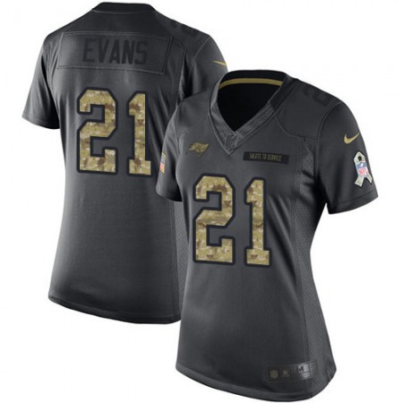 Nike Buccaneers #21 Justin Evans Black Women's Stitched NFL Limited 2016 Salute to Service Jersey