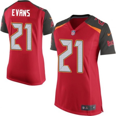 Nike Buccaneers #21 Justin Evans Red Team Color Women's Stitched NFL New Elite Jersey