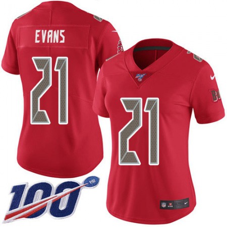 Nike Buccaneers #21 Justin Evans Red Women's Stitched NFL Limited Rush 100th Season Jersey