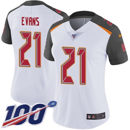 Nike Buccaneers #21 Justin Evans White Women's Stitched NFL 100th Season Vapor Untouchable Limited Jersey