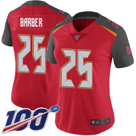 Nike Buccaneers #25 Peyton Barber Red Team Color Women's Stitched NFL 100th Season Vapor Limited Jersey
