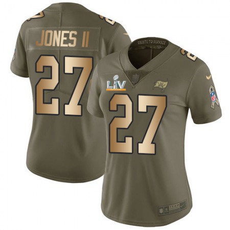 Nike Buccaneers #27 Ronald Jones II Olive/Gold Women's Super Bowl LV Bound Stitched NFL Limited 2017 Salute To Service Jersey