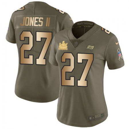 Nike Buccaneers #27 Ronald Jones II Olive/Gold Women's Super Bowl LV Champions Patch Stitched NFL Limited 2017 Salute To Service Jersey