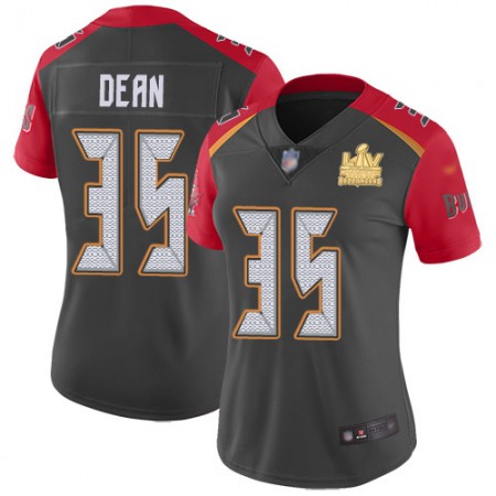 Nike Buccaneers #35 Jamel Dean Gray Women's Super Bowl LV Champions Patch Stitched NFL Limited Inverted Legend Jersey