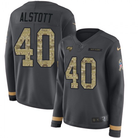 Nike Buccaneers #40 Mike Alstott Anthracite Salute to Service Women's Stitched NFL Limited Therma Long Sleeve Jersey