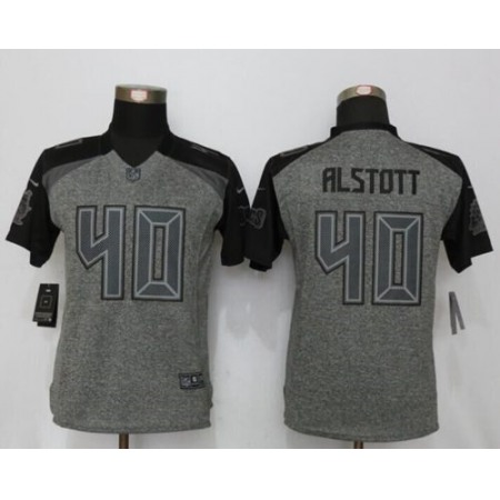 Nike Buccaneers #40 Mike Alstott Gray Women's Stitched NFL Limited Gridiron Gray Jersey