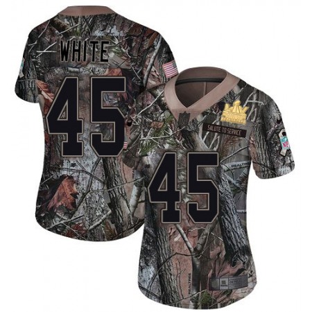 Nike Buccaneers #45 Devin White Camo Women's Super Bowl LV Champions Patch Stitched NFL Limited Rush Realtree Jersey