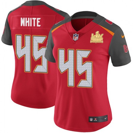 Nike Buccaneers #45 Devin White Red Team Color Women's Super Bowl LV Champions Patch Stitched NFL Vapor Untouchable Limited Jersey