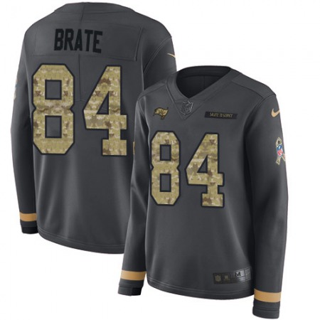 Nike Buccaneers #84 Cameron Brate Anthracite Salute to Service Women's Stitched NFL Limited Therma Long Sleeve Jersey