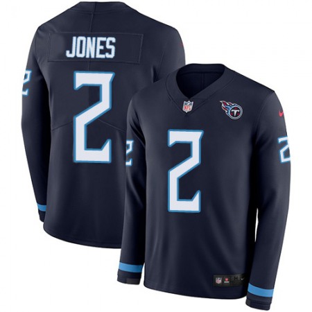 Nike Titans #2 Julio Jones Navy Blue Team Color Men's Stitched NFL Limited Therma Long Sleeve Jersey