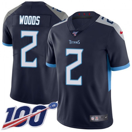 Nike Titans #2 Robert Woods Navy Blue Team Color Men's Stitched NFL 100th Season Vapor Limited Jersey