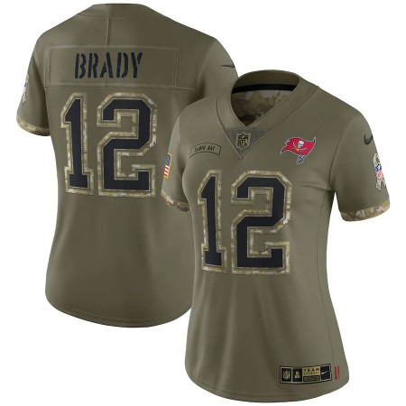 Tampa Bay Buccaneers #12 Tom Brady Nike Women's 2022 Salute To Service Limited Jersey - Olive