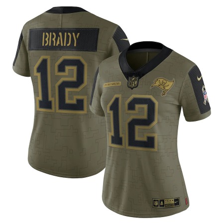 Tampa Bay Buccaneers #12 Tom Brady Olive Nike Women's 2021 Salute To Service Limited Player Jersey