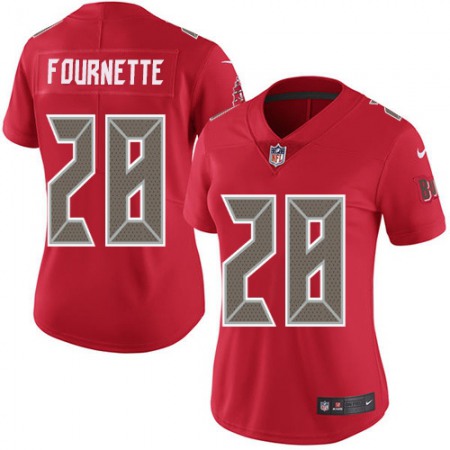 Tampa Bay Buccaneers #28 Leonard Fournette Red Women's Stitched NFL Limited Rush Jersey