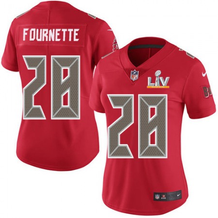 Tampa Bay Buccaneers #28 Leonard Fournette Red Women's Super Bowl LV Bound Stitched NFL Limited Rush Jersey