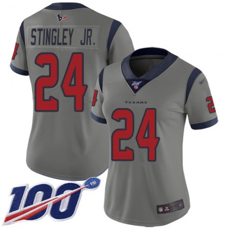 Nike Texans #24 Derek Stingley Jr. Gray Women's Stitched NFL Limited Inverted Legend 100th Season Jersey