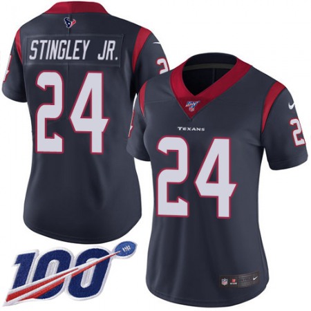 Nike Texans #24 Derek Stingley Jr. Navy Blue Team Color Women's Stitched NFL 100th Season Vapor Untouchable Limited Jersey