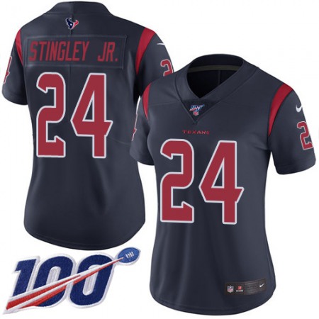 Nike Texans #24 Derek Stingley Jr. Navy Blue Women's Stitched NFL Limited Rush 100th Season Jersey