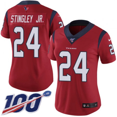 Nike Texans #24 Derek Stingley Jr. Red Alternate Women's Stitched NFL 100th Season Vapor Untouchable Limited Jersey