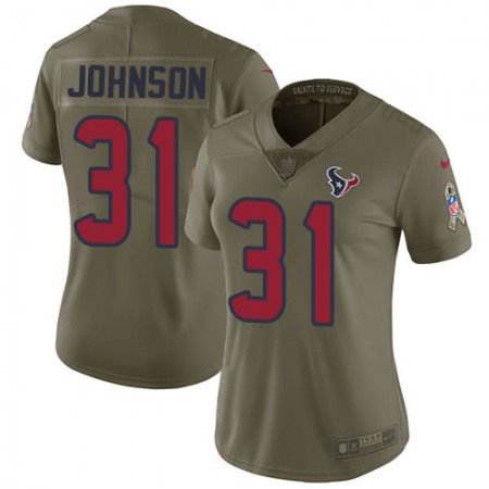 Nike Texans #31 David Johnson Olive Women's Stitched NFL Limited 2017 Salute To Service Jersey