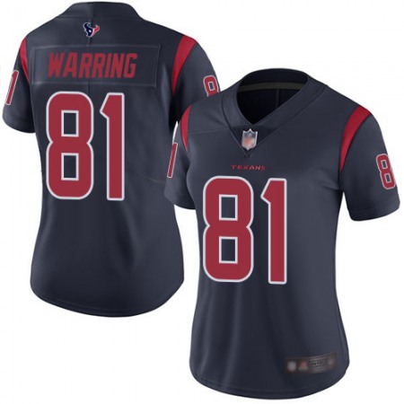 Nike Texans #81 Kahale Warring Navy Blue Women's Stitched NFL Limited Rush Jersey