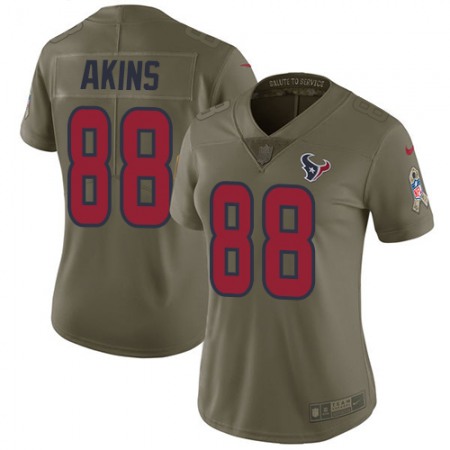 Nike Texans #88 Jordan Akins Olive Women's Stitched NFL Limited 2017 Salute To Service Jersey