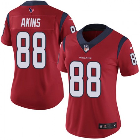 Nike Texans #88 Jordan Akins Red Alternate Women's Stitched NFL Vapor Untouchable Limited Jersey