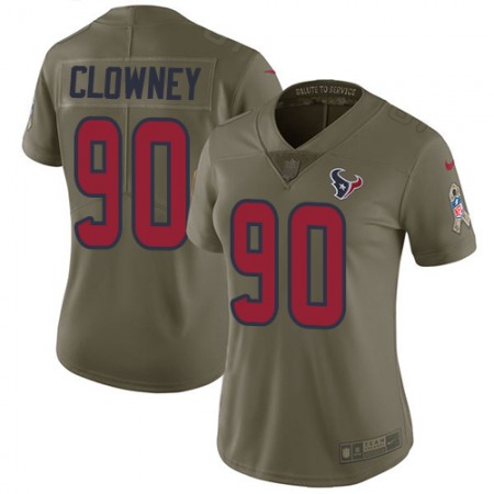 Nike Texans #90 Jadeveon Clowney Olive Women's Stitched NFL Limited 2017 Salute to Service Jersey