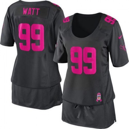 Nike Texans #99 J.J. Watt Dark Grey Women's Breast Cancer Awareness Stitched NFL Elite Jersey