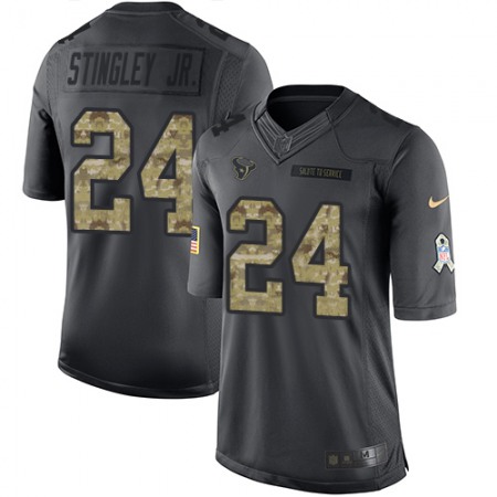 Nike Texans #24 Derek Stingley Jr. Black Youth Stitched NFL Limited 2016 Salute to Service Jersey