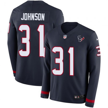 Nike Texans #31 David Johnson Navy Blue Team Color Youth Stitched NFL Limited Therma Long Sleeve Jersey