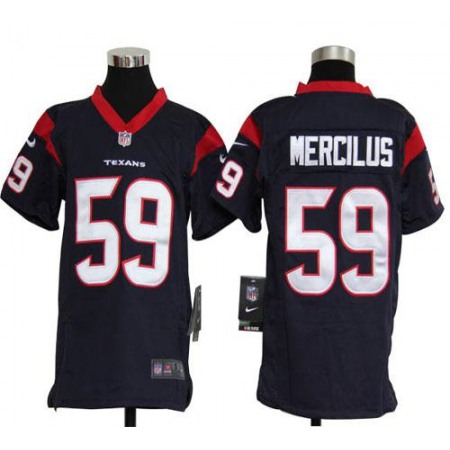 Nike Texans #59 Whitney Mercilus Navy Blue Team Color Youth Stitched NFL Elite Jersey