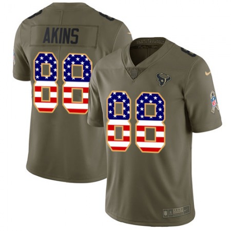 Nike Texans #88 Jordan Akins Olive/USA Flag Youth Stitched NFL Limited 2017 Salute To Service Jersey