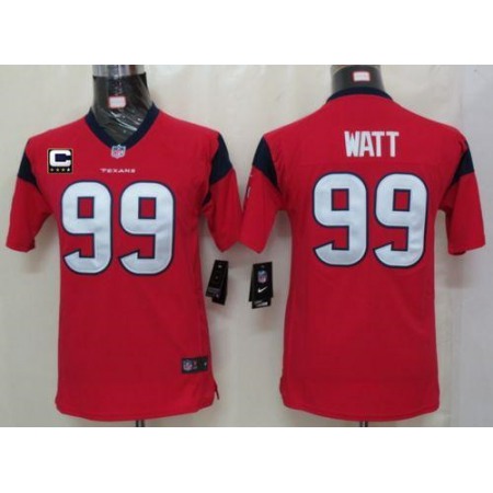 Nike Texans #99 J.J. Watt Red Alternate With C Patch Youth Stitched NFL Elite Jersey