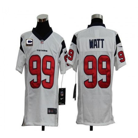 Nike Texans #99 J.J. Watt White With C Patch Youth Stitched NFL Elite Jersey