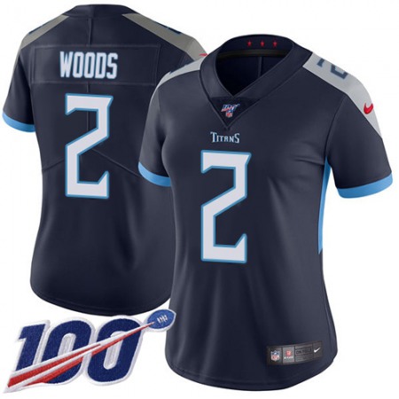 Nike Titans #2 Robert Woods Navy Blue Team Color Women's Stitched NFL 100th Season Vapor Limited Jersey