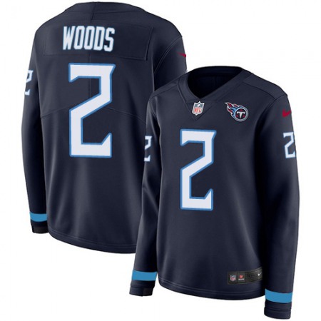 Nike Titans #2 Robert Woods Navy Blue Team Color Women's Stitched NFL Limited Therma Long Sleeve Jersey