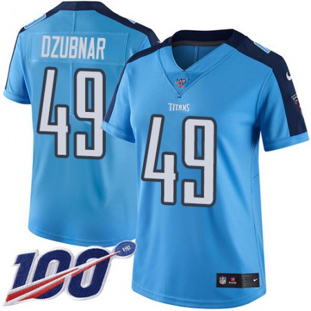 Nike Titans #49 Nick Dzubnar Light Blue Women's Stitched NFL Limited Rush 100th Season Jersey