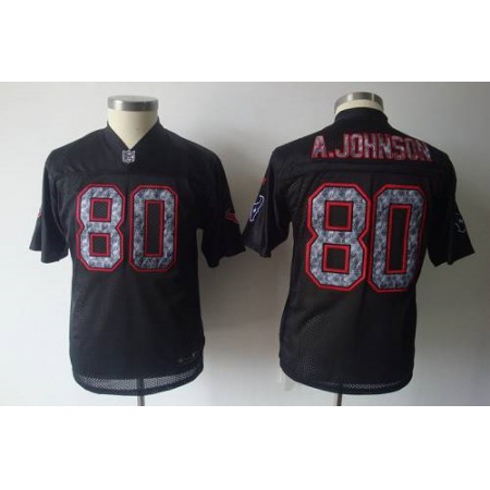 Sideline Black United Texans #80 A.Johnson Stitched Youth NFL Jersey