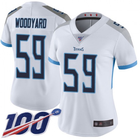 Nike Titans #59 Wesley Woodyard White Women's Stitched NFL 100th Season Vapor Limited Jersey