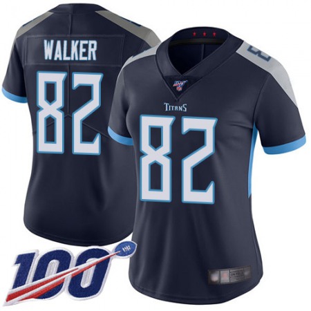 Nike Titans #82 Delanie Walker Navy Blue Team Color Women's Stitched NFL 100th Season Vapor Limited Jersey